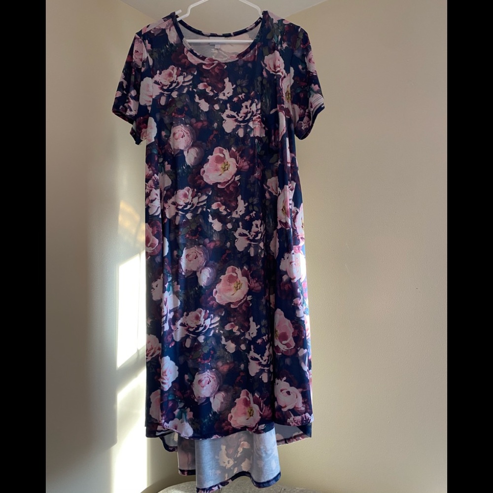 Lularoe Carly dress navy blue floral 2XL
